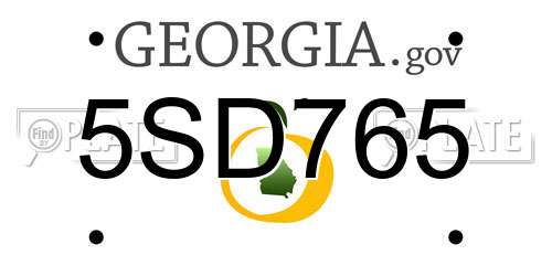 5SD765 Georgia License Plate