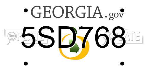 5SD768 Georgia License Plate