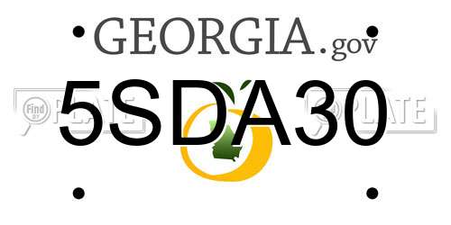 5SDA30 Georgia License Plate