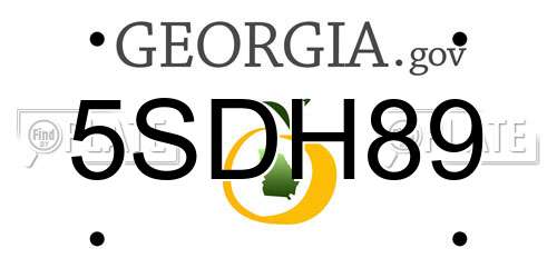 5SDH89 Georgia License Plate