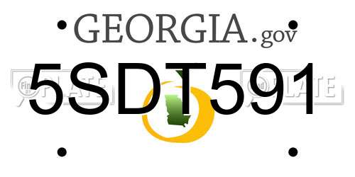 5SDT591 Georgia License Plate
