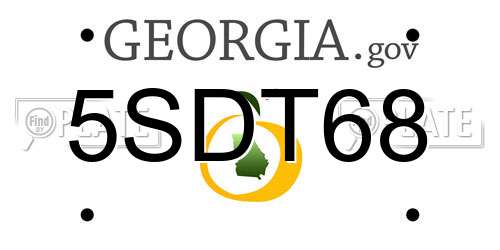 5SDT68 Georgia License Plate
