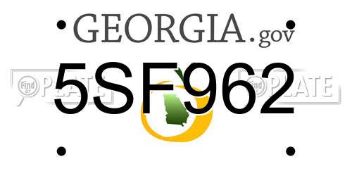5SF962 Georgia License Plate