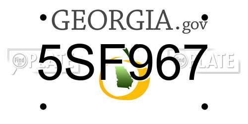 5SF967 Georgia License Plate