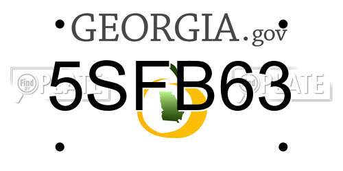5SFB63 Georgia License Plate