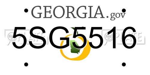 5SG5516 Georgia License Plate