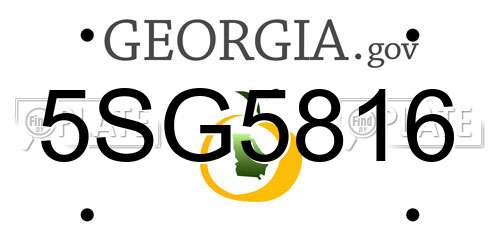 5SG5816 Georgia License Plate