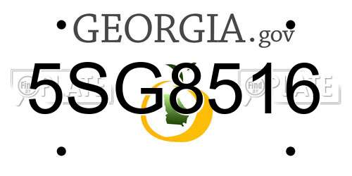 5SG8516 Georgia License Plate