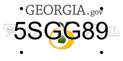 5SGG89 Georgia License Plate