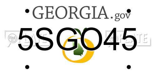 5SGO45 Georgia License Plate