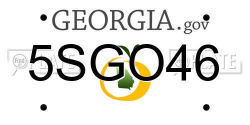 5SGO46 Georgia License Plate