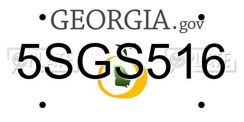 5SGS516 Georgia License Plate