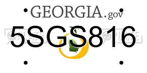 5SGS816 Georgia License Plate