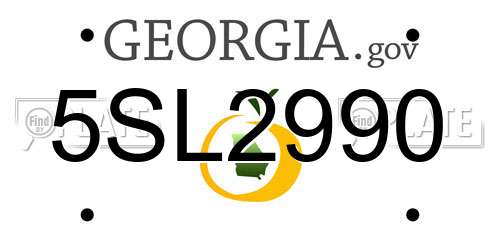 5SL2990 Georgia License Plate