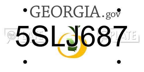 5SLJ687 Georgia License Plate