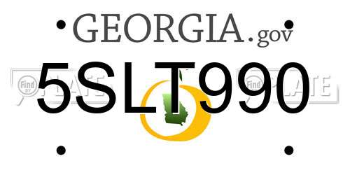 5SLT990 Georgia License Plate