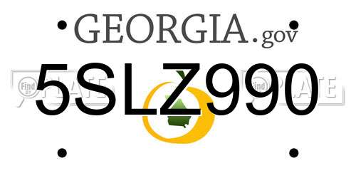5SLZ990 Georgia License Plate