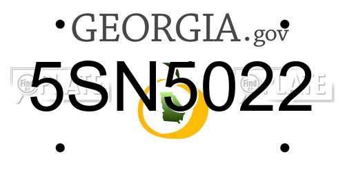 5SN5022 Georgia License Plate
