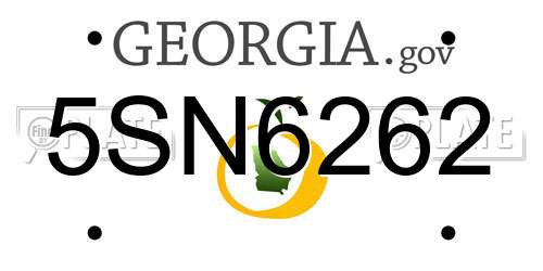 5SN6262 Georgia License Plate