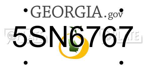 5SN6767 Georgia License Plate