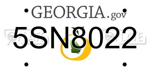 5SN8022 Georgia License Plate
