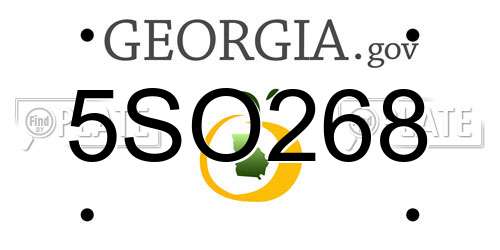 5SO268 Georgia License Plate