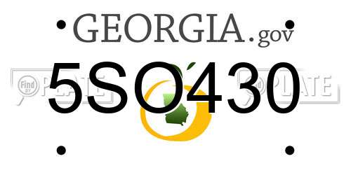 5SO430 Georgia License Plate