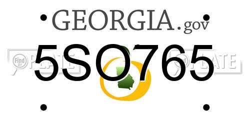 5SO765 Georgia License Plate