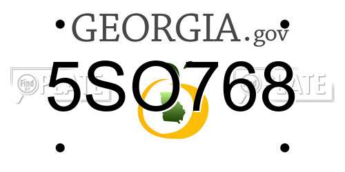 5SO768 Georgia License Plate