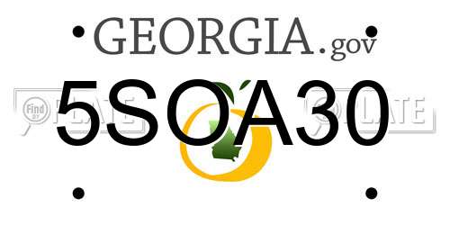 5SOA30 Georgia License Plate