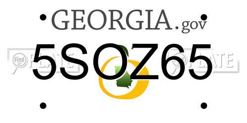 5SOZ65 Georgia License Plate