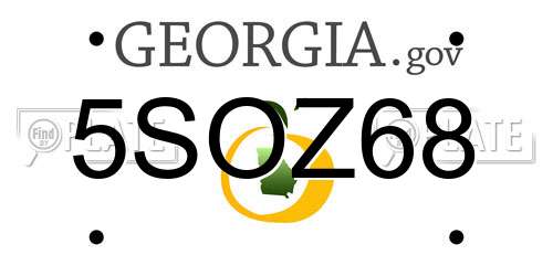 5SOZ68 Georgia License Plate