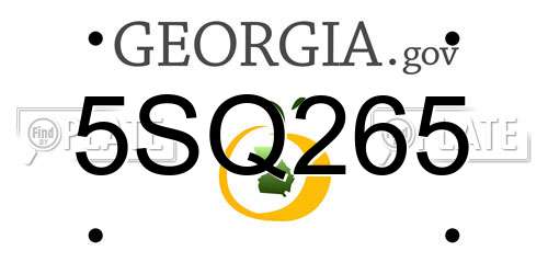 5SQ265 Georgia License Plate