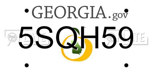 5SQH59 Georgia License Plate