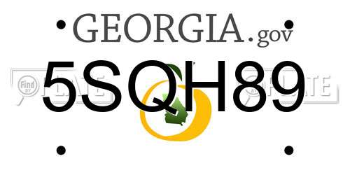 5SQH89 Georgia License Plate