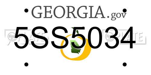 5SS5034 Georgia License Plate
