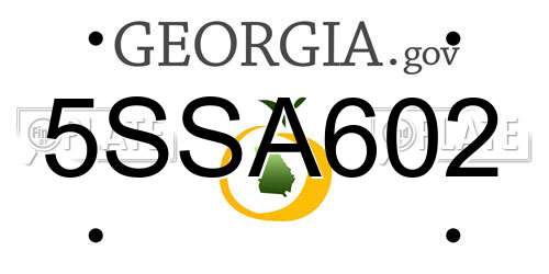 5SSA602 Georgia License Plate
