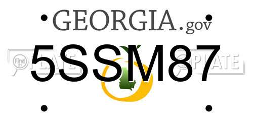 5SSM87 Georgia License Plate