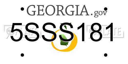 5SSS181 Georgia License Plate