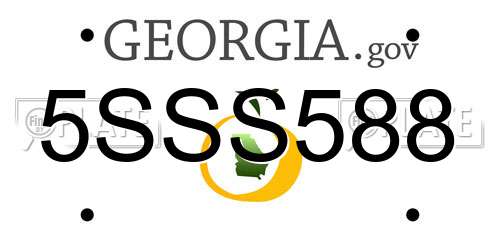 5SSS588 Georgia License Plate