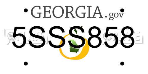 5SSS858 Georgia License Plate