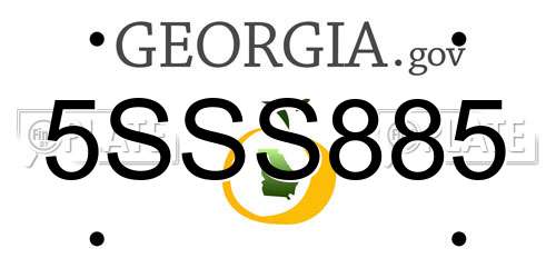 5SSS885 Georgia License Plate