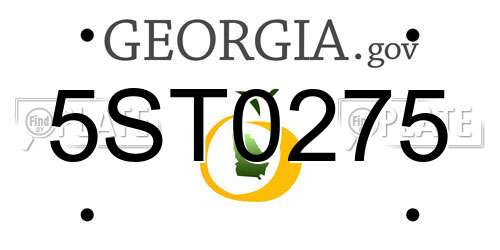 5ST0275 Georgia License Plate