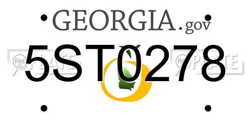 5ST0278 Georgia License Plate