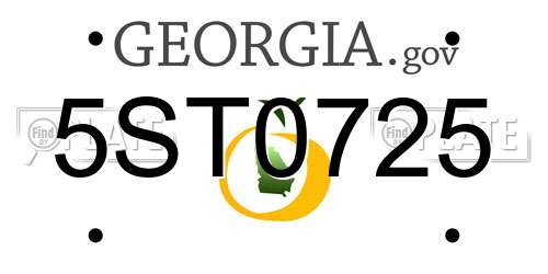 5ST0725 Georgia License Plate