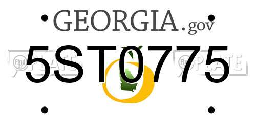 5ST0775 Georgia License Plate