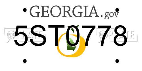 5ST0778 Georgia License Plate