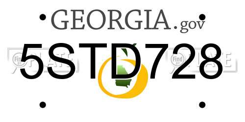 5STD728 Georgia License Plate