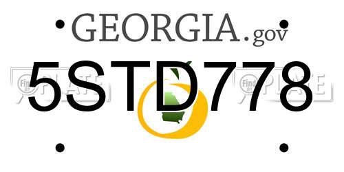 5STD778 Georgia License Plate