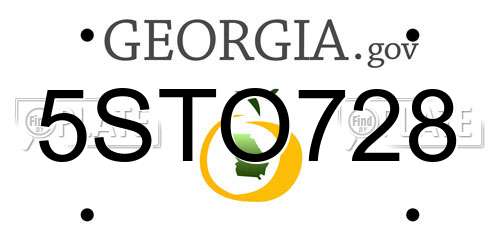 5STO728 Georgia License Plate